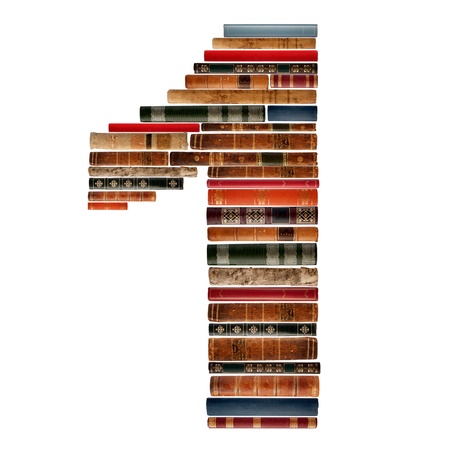 1 - Font composed of spines of booksの写真素材