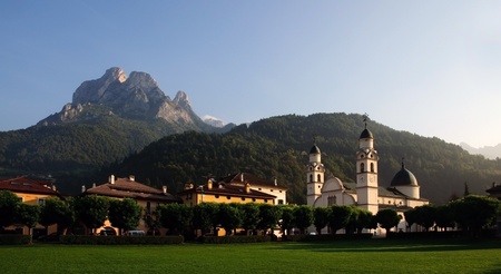 Mountain landscape with churchの写真素材
