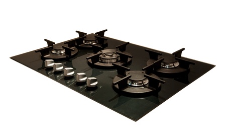 Design: modern gas hob, Isolated on white backgroundの写真素材