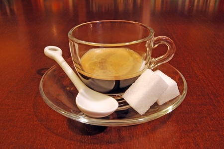 Cup of italian coffee with hot milkの写真素材