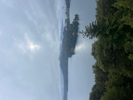 Reflection of the sky and clouds in the water of a lake