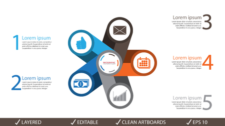 Vector circle arrows infographics set. Template for diagram, graph, presentation and chart. Business concept with options, parts, steps or processes. Abstract background.のイラスト素材