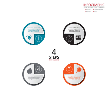 Vector circle arrows infographics set. Template for diagram, graph, presentation and chart. Business concept with options, parts, steps or processes. Abstract background.のイラスト素材