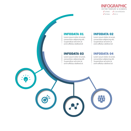 Vector circle arrows infographics set. Element infographic, template for diagram, graph, presentation and chart. Business concept with options, parts, steps or processes. Abstract background.のイラスト素材