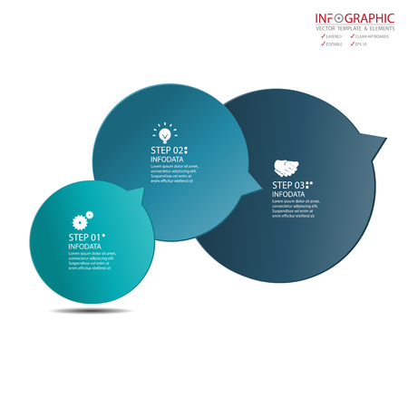 Vector abstract element infographics 3 option. Design for business or finance template layout, brochure, workflow, information or presentation and other. Can add infodata and icon. Abstract 3D vector.のイラスト素材