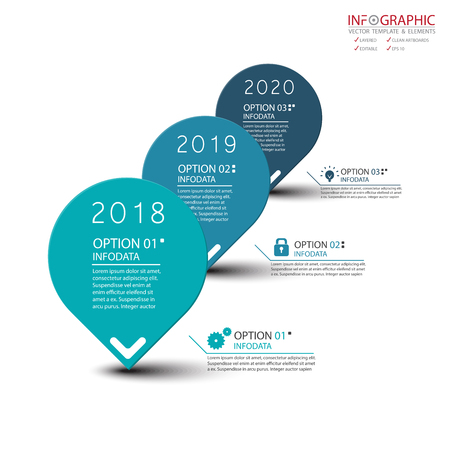 Vector abstract element infographics 3 option. Design for business or finance template layout, brochure, workflow, information or presentation and other. Can add infodata and icon. Abstract 3D vector.のイラスト素材