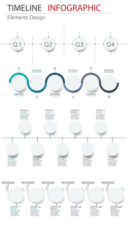 Vector abstract element infographics timeline bundle. Design for business, finance layout, workflow, timeline, information, presentation and other. Abstract infographics 3D vector bundle.のイラスト素材