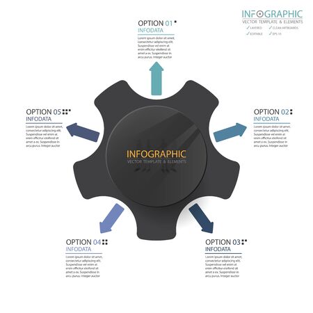 Vector abstract element infographics 5 step. Design for business finance template layout, brochure, workflow, information or presentation and other. Infographics timeline path. Abstract 3D vector.のイラスト素材