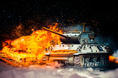 The military destroyed the enemy tankの写真素材