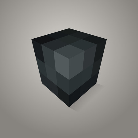 Black pixel cubeのイラスト素材