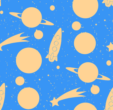 Seamless space pattern. Kid\'s elements for scrap-booking. のイラスト素材