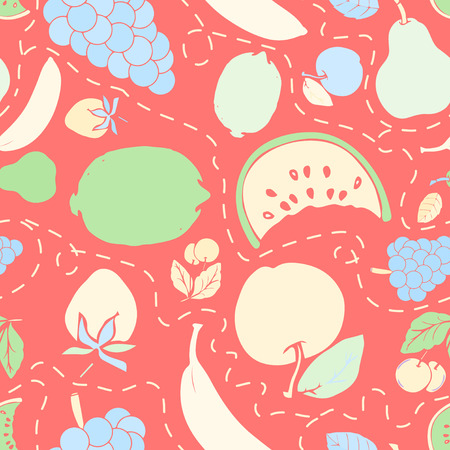 Vector seamless pattern with fruits icon. Food signのイラスト素材
