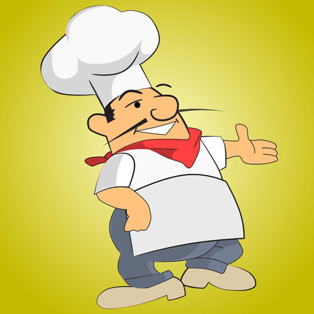 Fat chef invites you to try a dishのイラスト素材