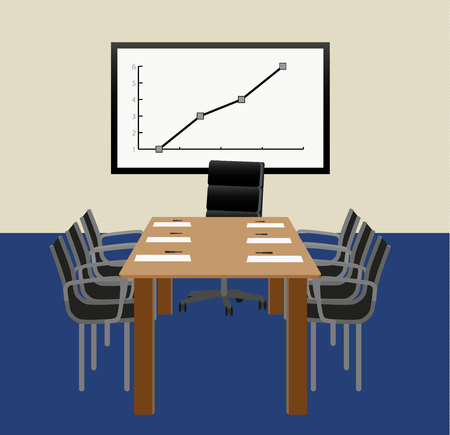 Office with a table and a graph for talksのイラスト素材
