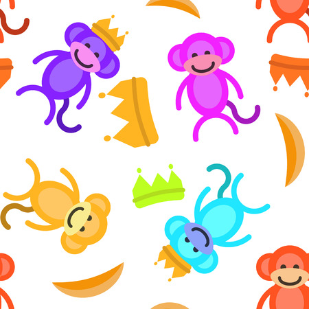 Funny monkey. Seamless pattern. Childrens backgroundのイラスト素材