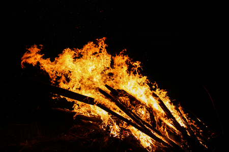 Flames on a black backgroundの写真素材