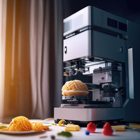 food printing futuristic device. concept of futuristic and sustainable food solution. Generated AIの素材