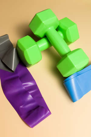 rubber bands on a nude background, sports healthの写真素材