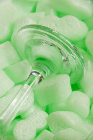 granular packaging filler for parcels, Protective Packaging. Glass protection, sterilized glasses. Green packagingの写真素材