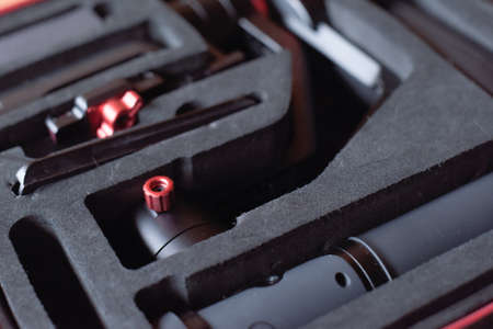 Cracow. Poland. 01/31/2022. Stabilizer in feiyutech a2000 backpack. Camera work, videographer.のeditorial素材