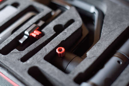 Cracow. Poland. 01/31/2022. Stabilizer in feiyutech a2000 backpack. Camera work, videographer.のeditorial素材
