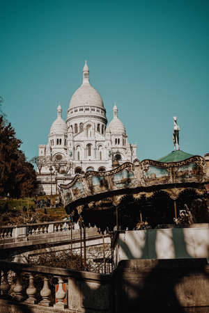 PARIS, FRANCE, 03/08/2022 SacrÃ© Coeur Basilica on a sunny day in Montmartre.