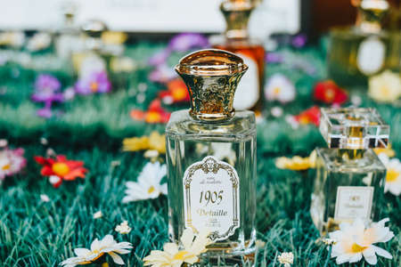 PARIS, FRANCE, March 8, 2022. Parisian perfume, perfume industry in France Detaille 1905のeditorial素材