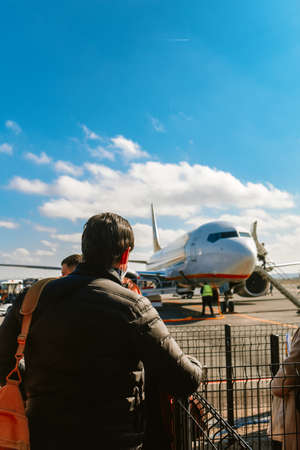 France. Paris. 10/03/2022. Buzz plane at the airport. Airplane getting ready to take off People are landingのeditorial素材