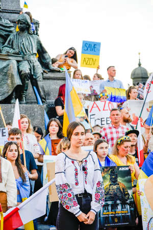 Cracow. Poland. 25/06/2022 International Peace Rally. Ukrainians ask to release defenders from Azovstal. War in Ukraine. Stay with Ukraineのeditorial素材