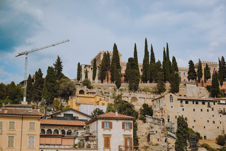 Streets of Verona Italy, empty city. Buildings and views. The beauty of the cityの写真素材