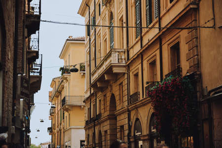 Streets of Verona Italy, empty city. Buildings and views. The beauty of the cityの写真素材