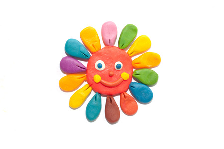 Plasticine sun on white backgroundの写真素材