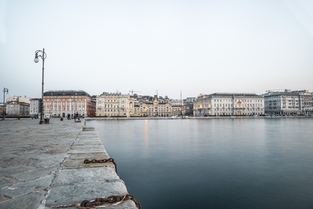 View of Piazza Unità d Italia from Molo Audace, Trieste, Italy のeditorial素材