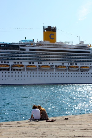 Trieste, ITA - 2 july 2011: Inauguration of the cruise ship Costa Favolosa in Trieste.のeditorial素材