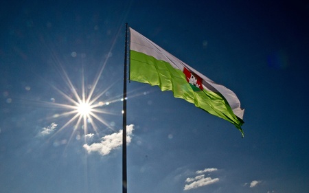 The flag symbol of Ljubljana on the tower of the castle の写真素材