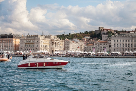 Spectators on the pier Audace during the Barcolana 2012, Trieste. Italyのeditorial素材