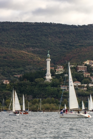 sailboats during a race in the Gulf of Trieste during Barcolana 2012のeditorial素材