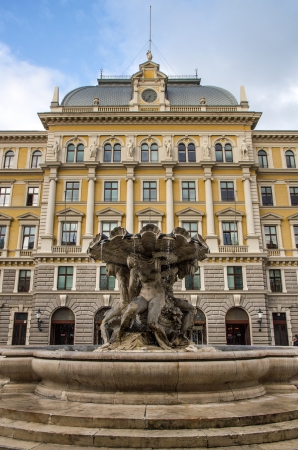 View of central post office in square Vittorio Veneto in Trieste, Italy 2013のeditorial素材