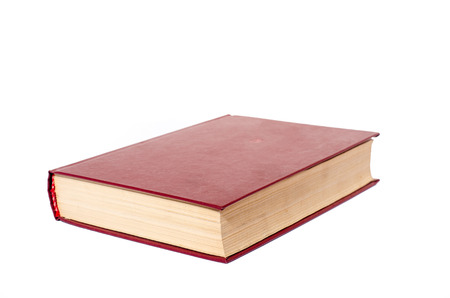 Blank red hardcover book isolated on white backgroundの写真素材