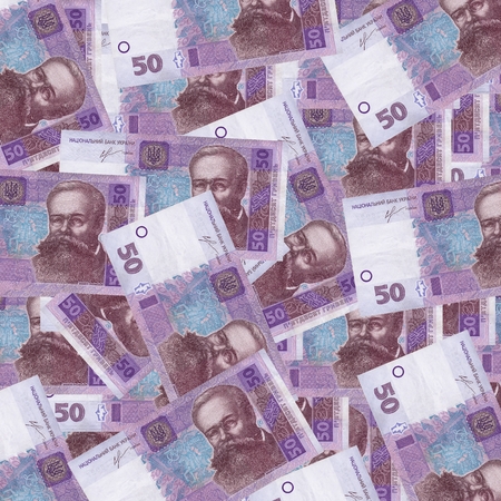 background notes of denomination fifty Ukrainian hryvnia