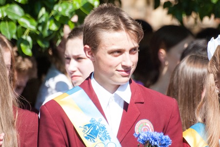 editorial reportage Last bell Lutsk 11th grade high school 14 celebration was held in Lutsk Volyn Region Ukraine, 27.05.16のeditorial素材