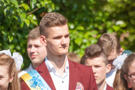 editorial reportage Last bell Lutsk 11th grade high school 14 celebration was held in Lutsk Volyn Region Ukraine, 27.05.16のeditorial素材