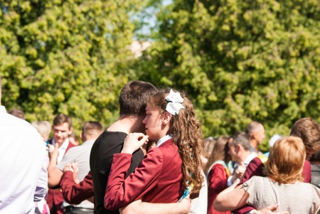 editorial reportage Last bell Lutsk 11th grade high school 14 celebration was held in Lutsk Volyn Region Ukraine, 27.05.16のeditorial素材