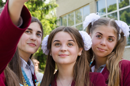 editorial reportage Last bell Lutsk 11th grade high school 14 celebration was held in Lutsk Volyn Region Ukraine, 27.05.16のeditorial素材