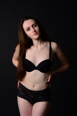 elegant fashionable woman in lingerie.の写真素材