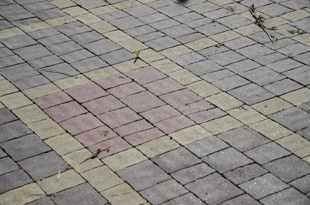 Ancient pavement leading into the distance with vanishing point as ancient background in vintage...