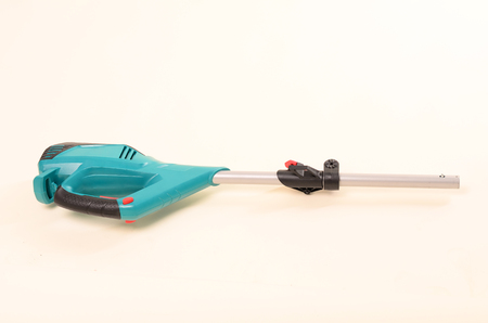 weed trimmer, lawn mower, brush cutter, closeup, isolated on white background, clipping path...