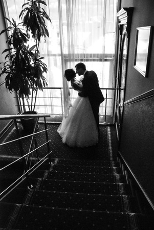 Ukraine, Lutsk - 09.08.2014: the Wedding ceremony. Lovers of nature walks in Park. Beautiful delicate and romantic couples, loving each other. Editorial reportage typical wedding.のeditorial素材