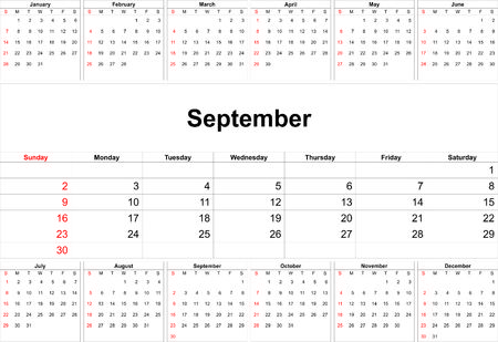 September 2018 desk calendar vector illustration, simple and clean designのイラスト素材