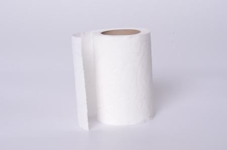 Simple toilet paper on white backgroundの写真素材